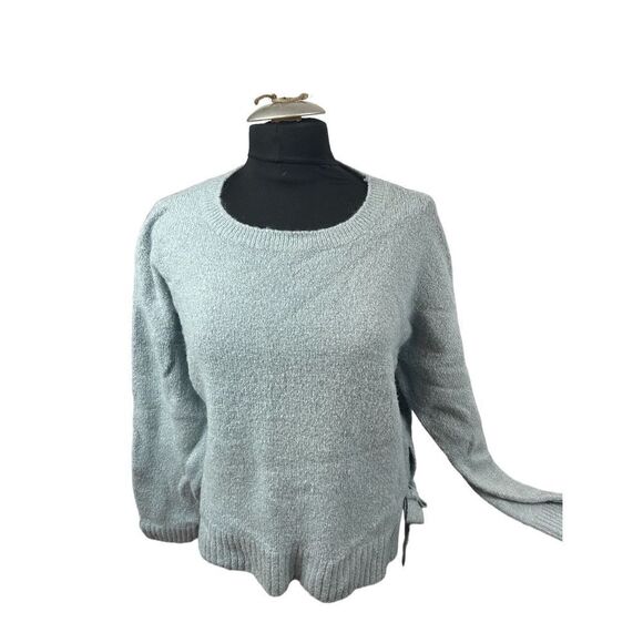 H&M LOGG Womens Sweater Crew Neck Long Sleeve Side Tie Blue Size M missing one r - Picture 1 of 12